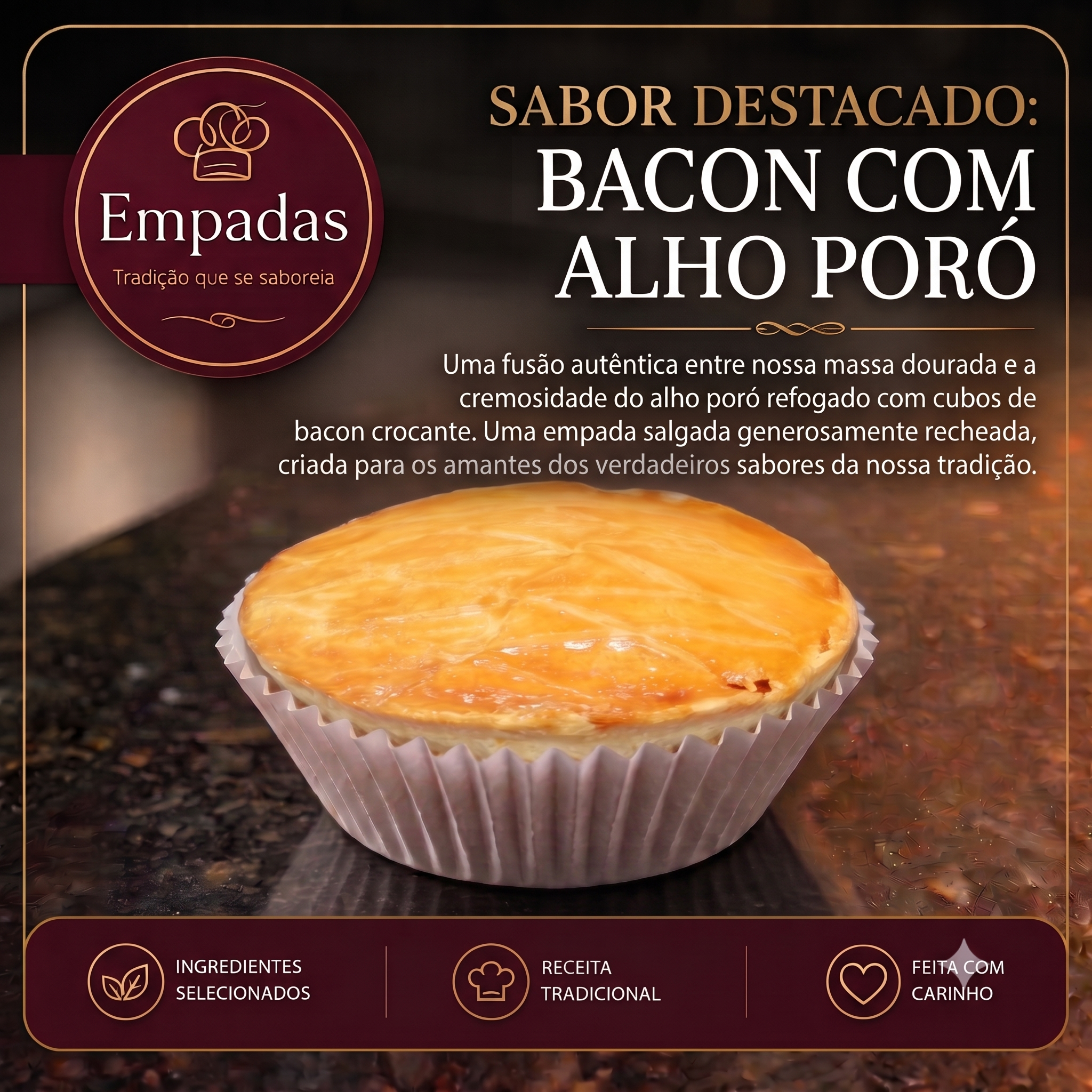 Empada de Alho Poró com Bacon