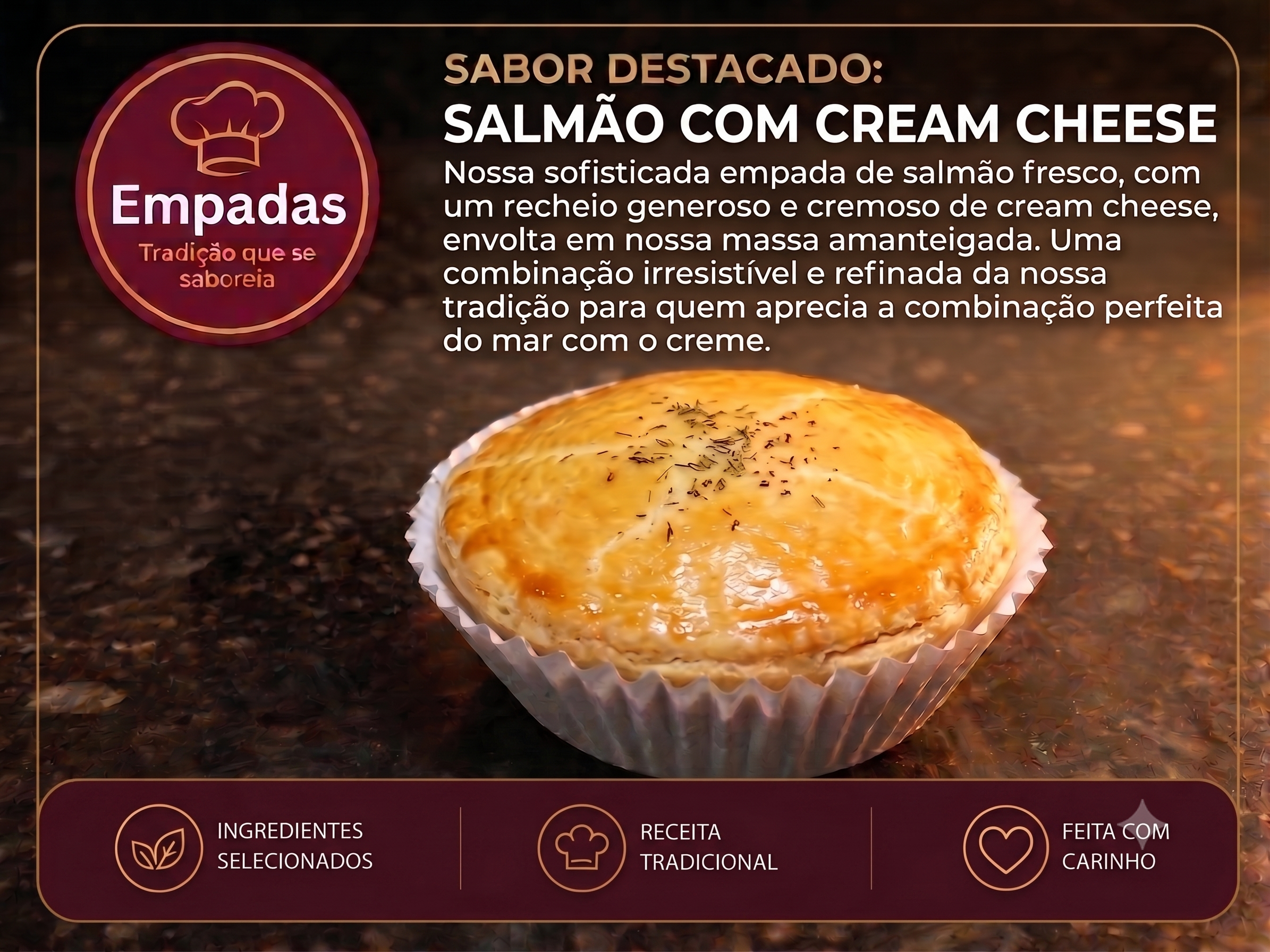 Empada de Salmão com Cream Cheese